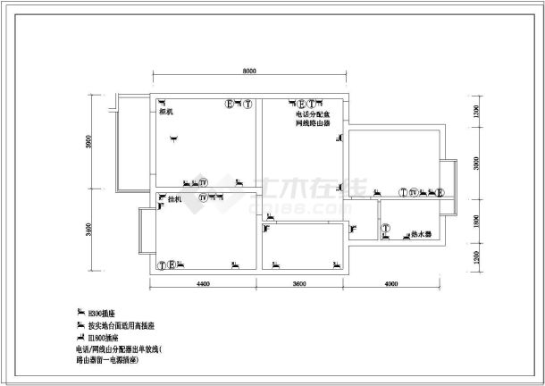 北京月苑小区小户型家装设计cad施工图纸-图一