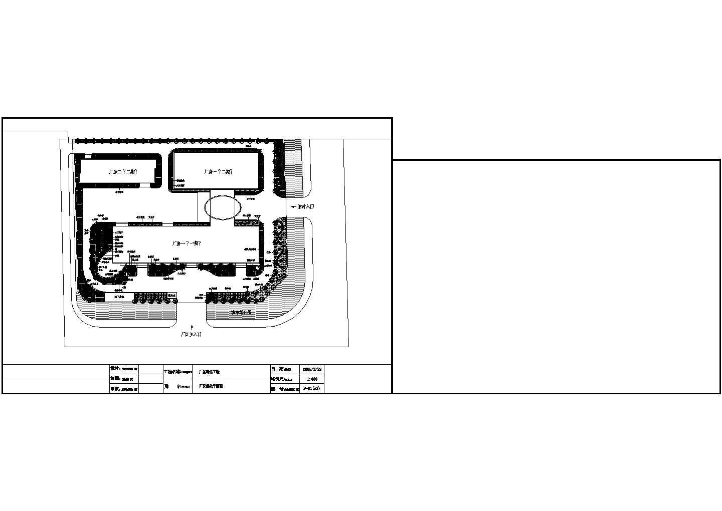 某大型工业厂园林绿化规划详细方案设计施工CAD图纸
