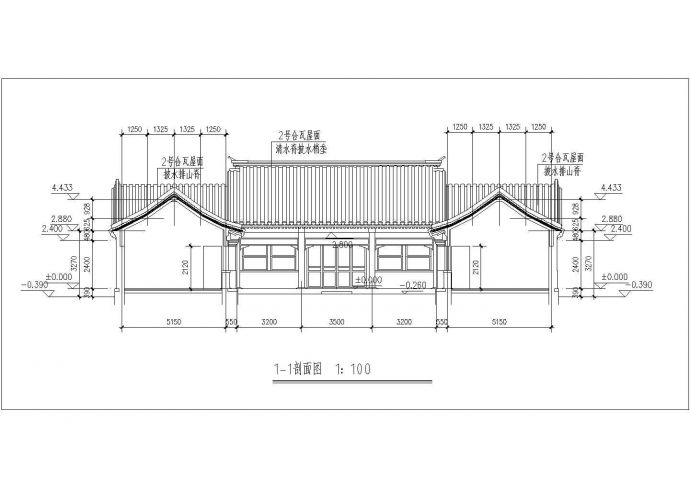 太原市某民居度假区单层砖混结构四合院式民居楼建筑设计CAD图纸_图1