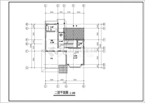 两层独栋别墅建筑施工cad图纸-图二