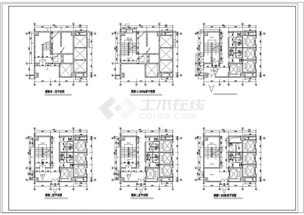 高层酒店楼梯电梯cad施工图纸-图二