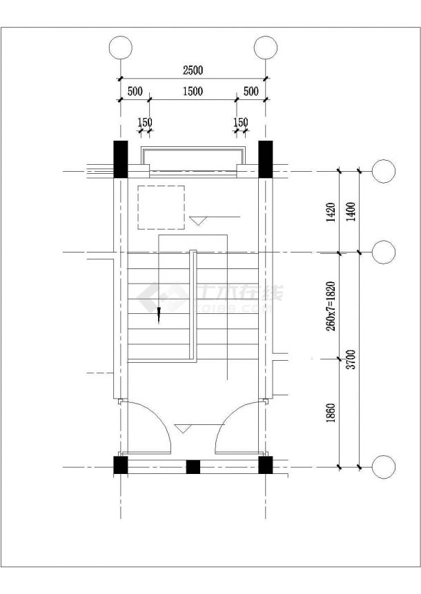 宽2.5米6层楼梯设计cad施工图-图一