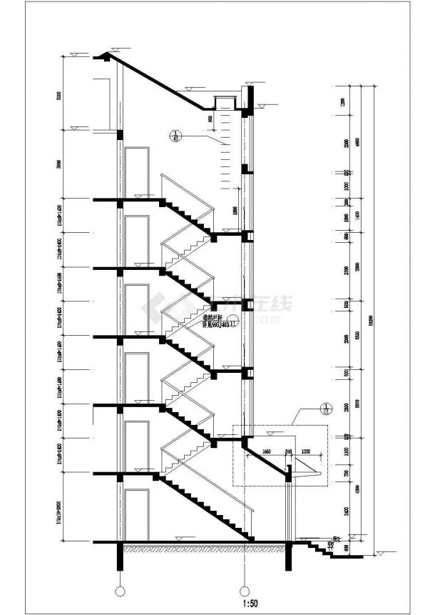 宽2.5米6层楼梯设计cad施工图-图二