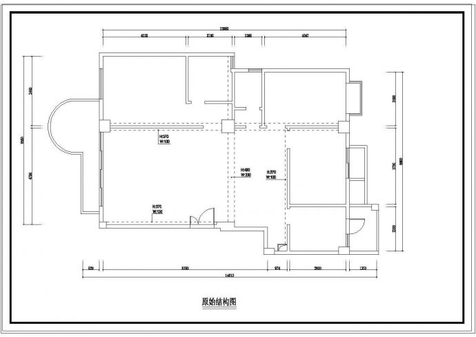 某三室两厅户型cad室内装修设计施工图纸_图1