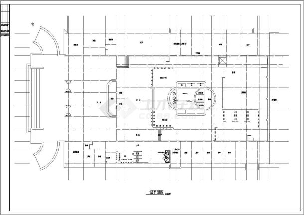 某洗浴中心平面建筑CAD大样施工设计完整图-图一