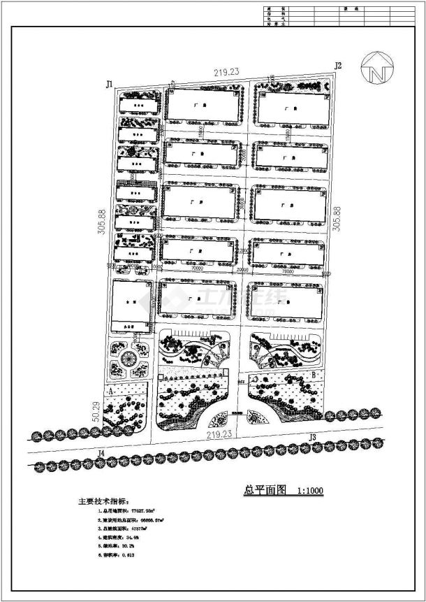某工业厂区总规划详细方案设计施工精品CAD图纸-图一