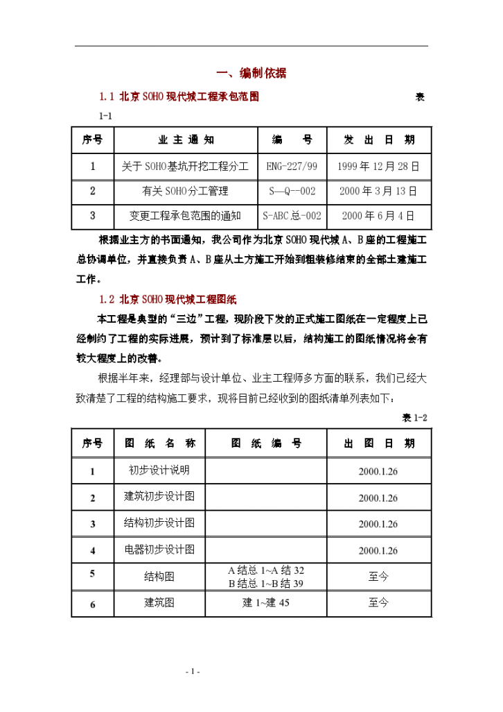 北京SOHO现代城项目施工组织设计方案-图一