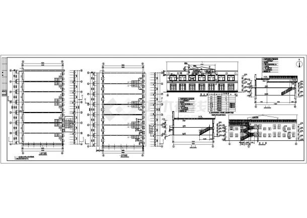 某三栋二层临街小店面CAD建筑设计施工详细图纸-图二
