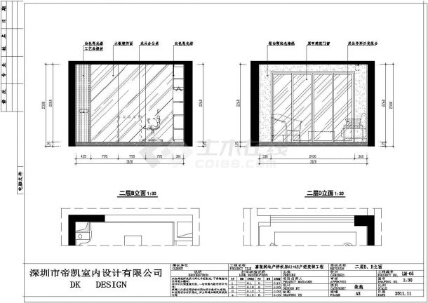 某现代风格CAD完整设计办公空间-图一