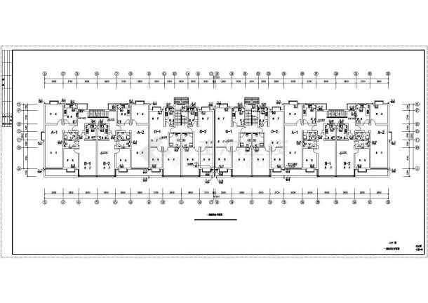 长67.2米 宽12.6米 -1+6层(1梯2户4户4单元)砖混小区住宅楼建筑设计施工图-图一