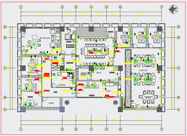 某办公楼施工图照明CAD插座布置图_图1