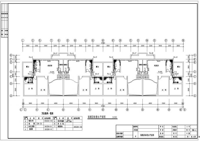 长47.4米 宽12米 -1+5+1阁楼层(1梯2户2单元)住宅楼建筑设计施工图_图1