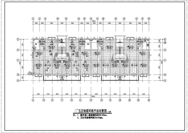 长36米 宽12.8米 1储藏+6层住宅楼暖施建筑设计施工图-图二