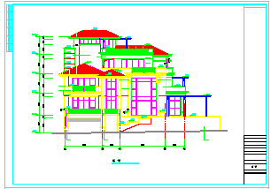 某三层带天台别墅cad建筑设计图纸-图二