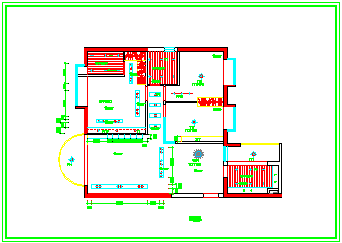 某三室住宅室内装饰cad平面设计布置施工图-图二