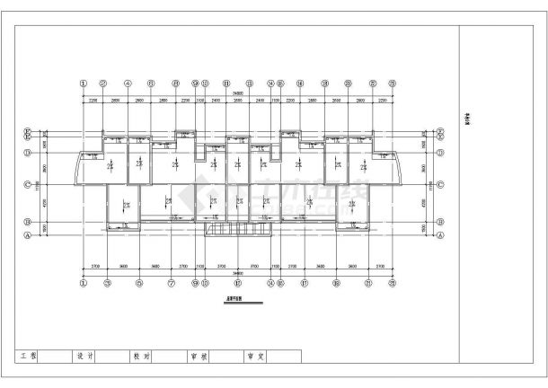 某五层对称户型单身公寓楼建筑方案设计施工CAD图纸-图一