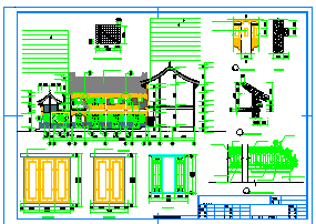 经典仿古四合院建筑cad施工图（含四合院效果图）-图二