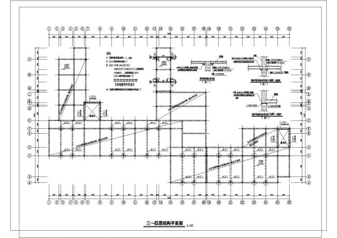 某五层砖混教学楼（4744㎡）加固、改造设计cad全套结构施工图（含设计说明）_图1