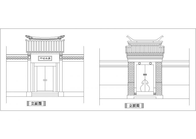 中式古典大门建筑设计CAD施工图_图1