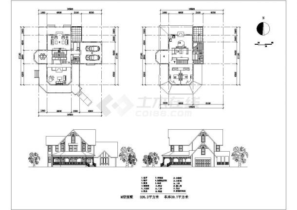 别墅设计图形2个设计CAD图纸-图一