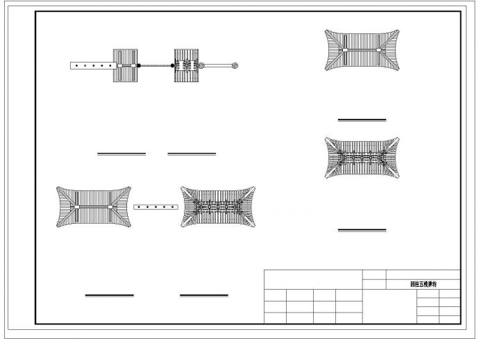 四柱五楼牌坊建筑设计CAD施工图_图1