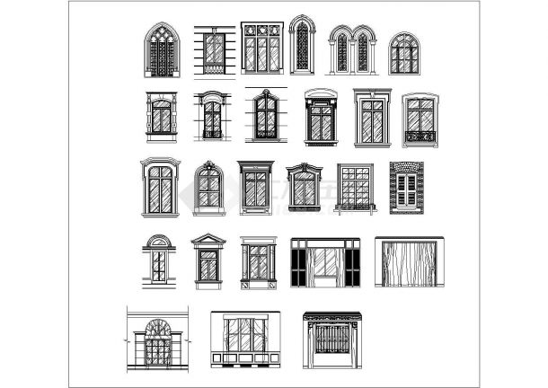 欧式传统建筑元素-窗台建筑设计CAD施工图-图一