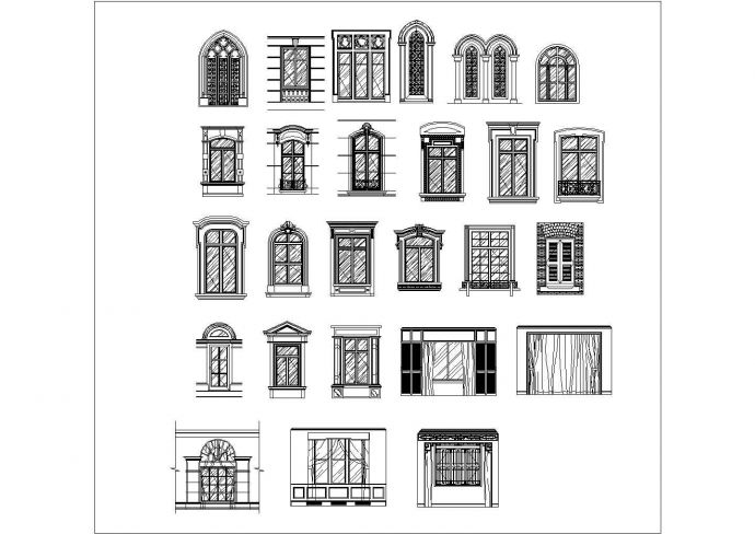 欧式传统建筑元素-窗台建筑设计CAD施工图_图1