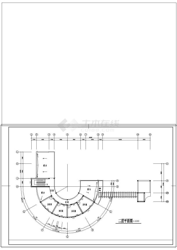 某地厂区大门建筑cad设计施工图-图二