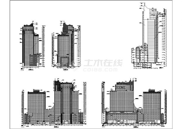 某财富广场CAD全套建筑施工设计完整立面图-图一