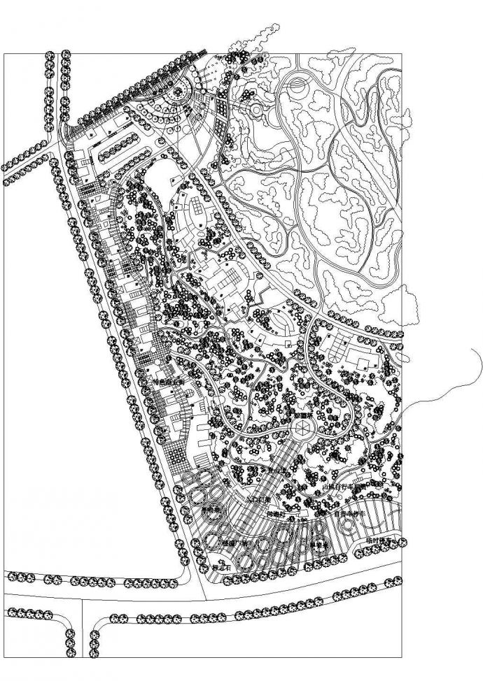 四川某县城公园景观CAD设计施工图商业街_图1