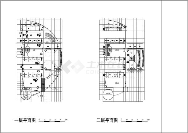 某重点小学CAD完整构造详细设计平剖面图-图一