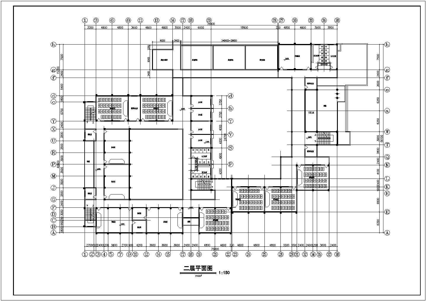 某中学教学楼CAD建筑设计平立面大样方案图