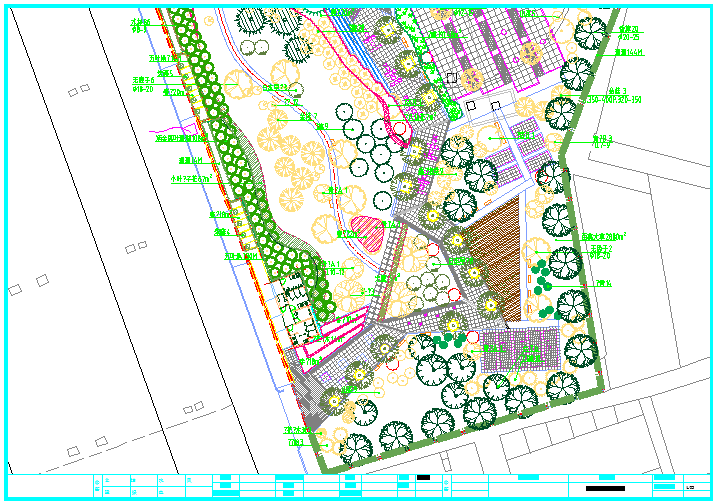 某公园CAD完整设计大样平面施工图绿化