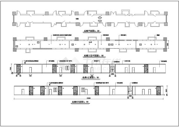 某宾馆客房建筑CAD完整平面设计构造图-图二