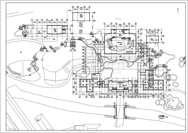 某温泉浴场CAD建筑设计平立面-图一