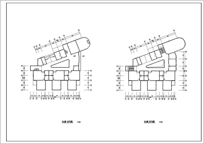 二层幼儿园教学楼建筑施工cad图(含平立面图，共五张)_图1