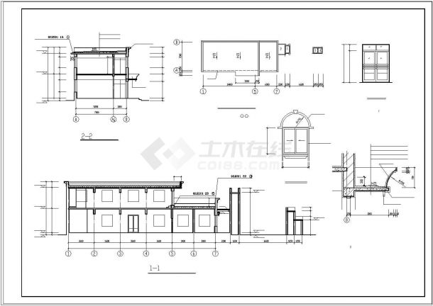 培训中心大门建筑设计cad施工图-图一