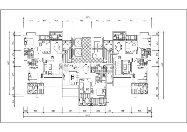 西安市未央区新苑话语小区三栋住宅楼的奇偶层平面设计CAD图纸-图一