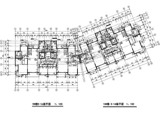 大连市某16+19层两栋框架结构高层住宅楼平面设计CAD图纸（含机房层）-图一