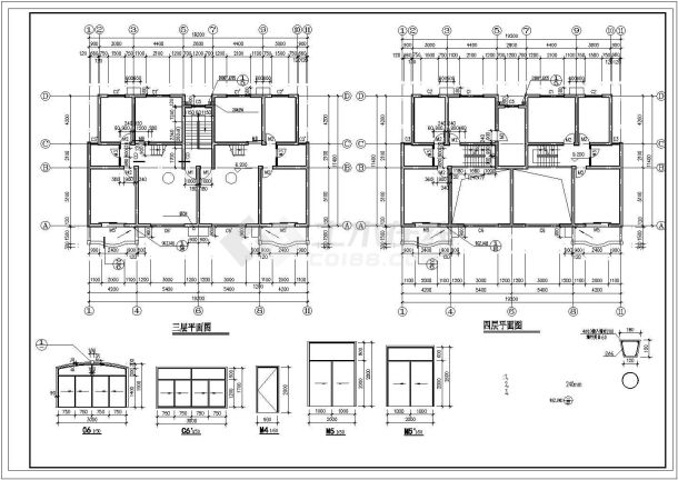 贵阳市某小区930平米4层砖混结构单体民居住宅楼建筑设计CAD图纸-图一
