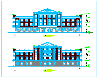 欧式某厂区对称办公楼方案cad设计施工图-图二