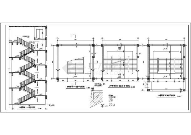 某红旗小学教学楼建筑CAD施工平立面大样图-图一