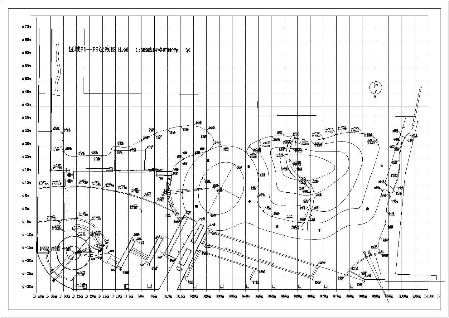 江苏某公园CAD完整建筑设计施工图广场平面