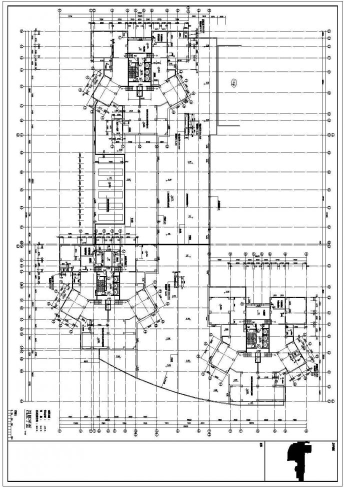 某高层商住楼CAD大样设计完整建筑平立剖图平面_图1