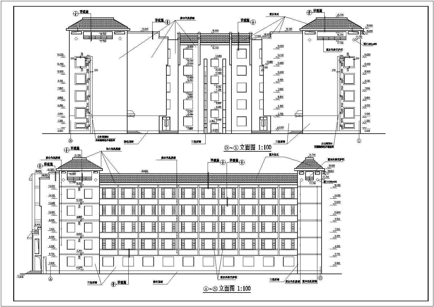某学校学生公寓楼全套建筑CAD设计施工图