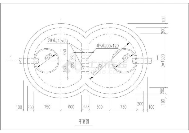圆型混凝土化粪池施工图(CAD，4张图纸)-图一