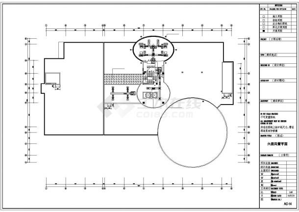 公主岭市某六层空调平面及机房设计施工图纸dwg-图一