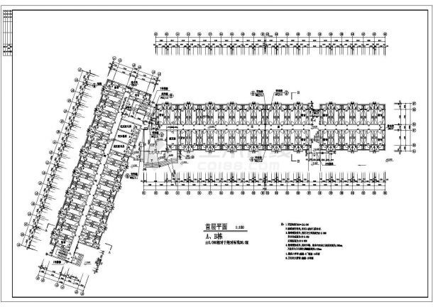 沈阳市某居住区6层砖混结构连体式住宅楼建筑设计CAD图纸（含天面层）-图二