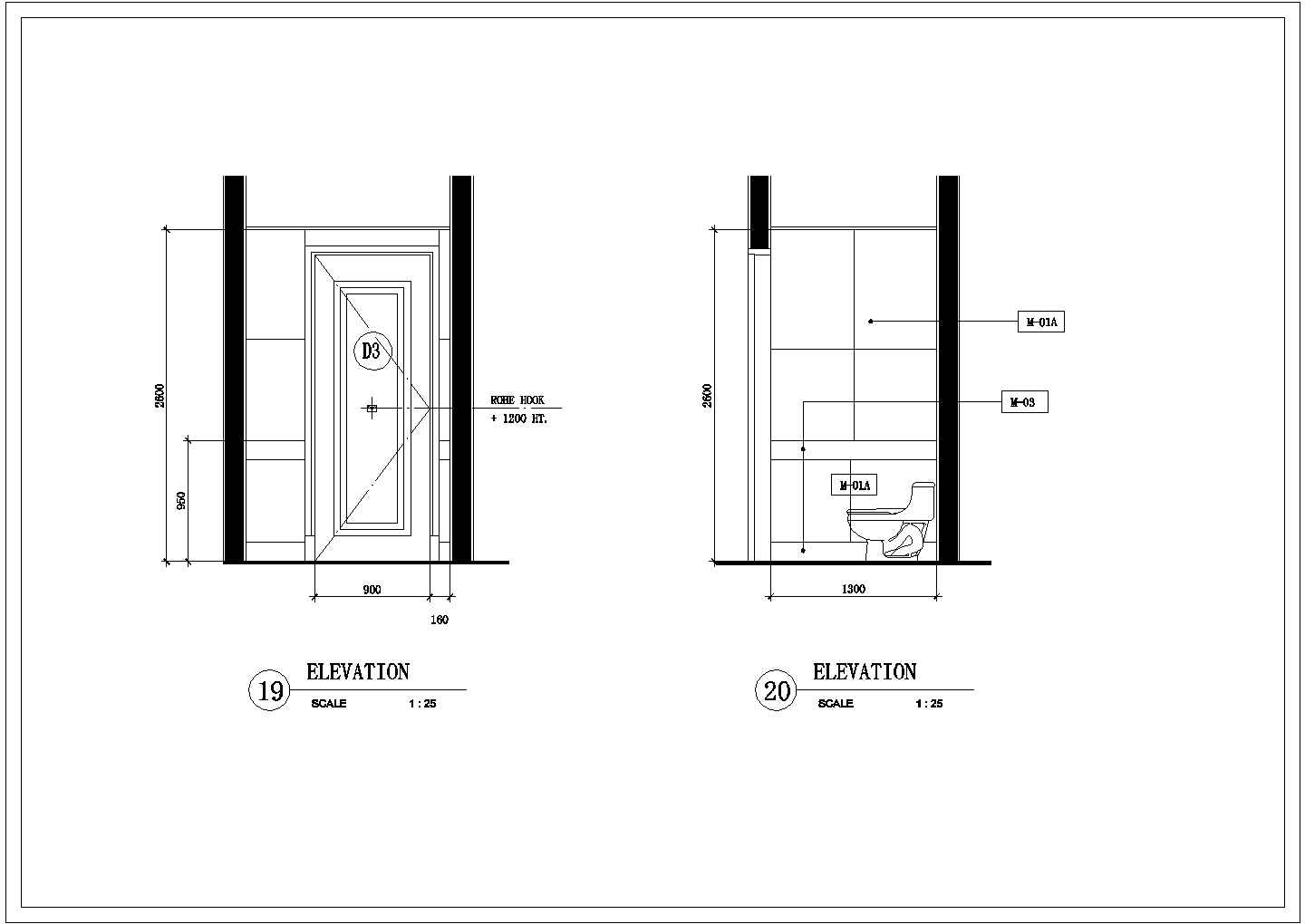 某住宅卫生间装修设计CAD平剖面图
