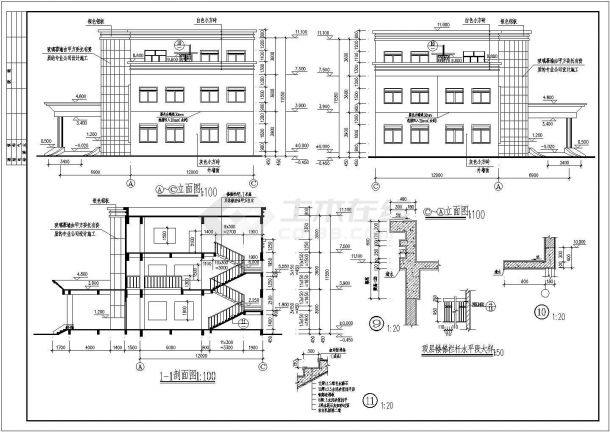 贵溪市市区某某小型多层办公楼CAD设计施工建筑图-图二